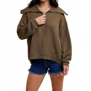 NEW IN-LOOM anaya half zip sweater in olive